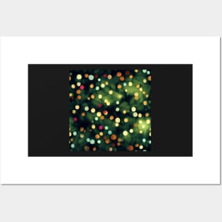 Christmas Tree Watercolor Bokeh Christmas Lights Design Posters and Art